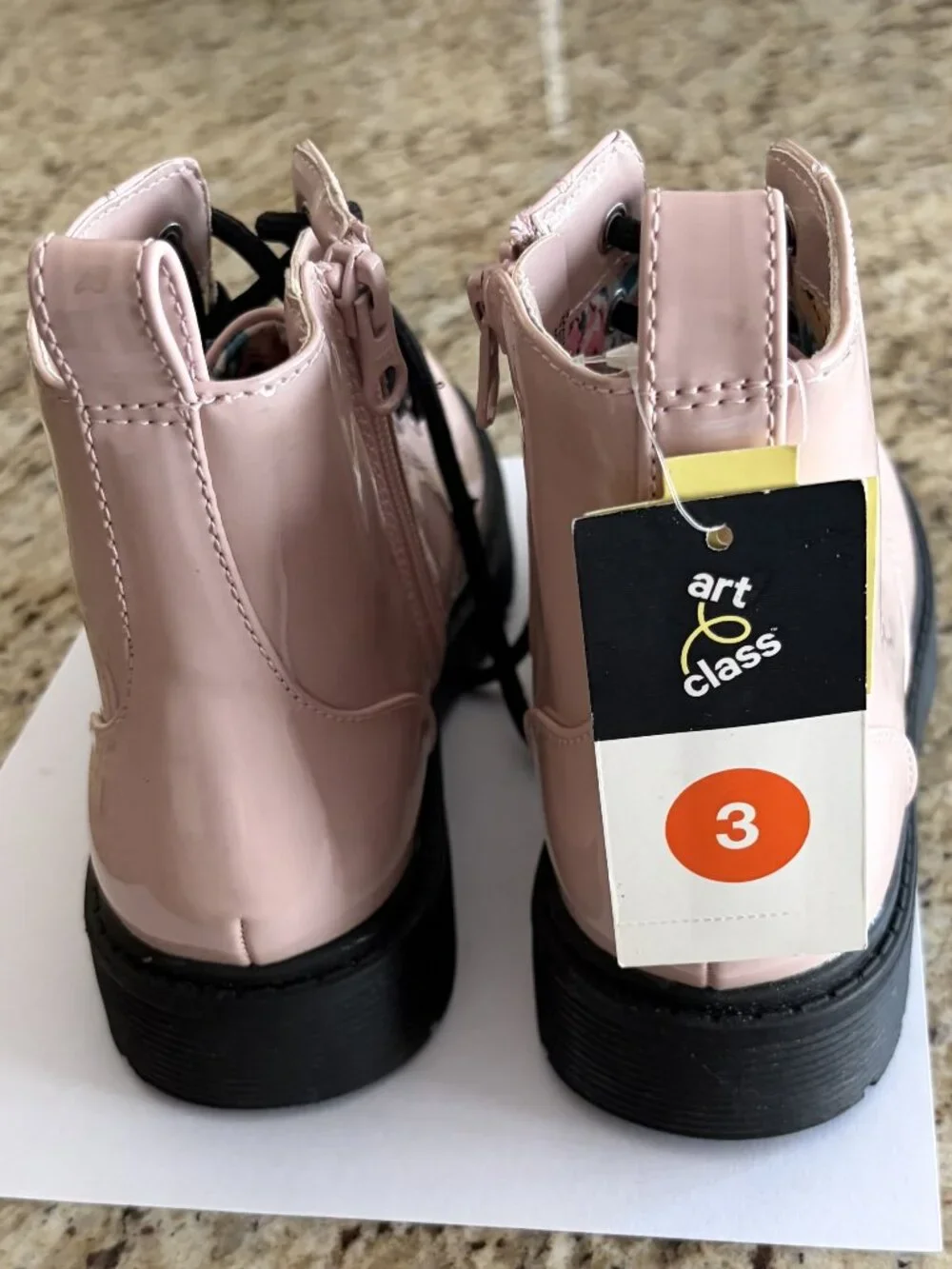 Art Class Faux Pink Leather Zip Up Boots